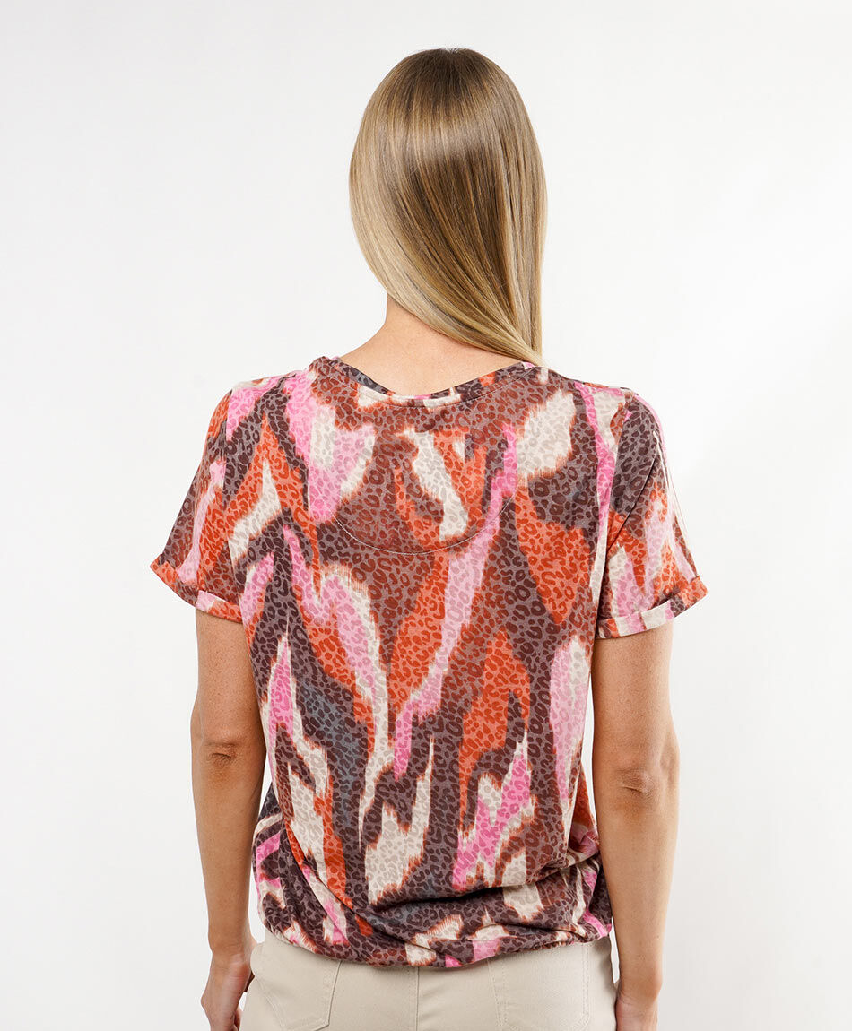 Remera mujer bicolor lentejuelas