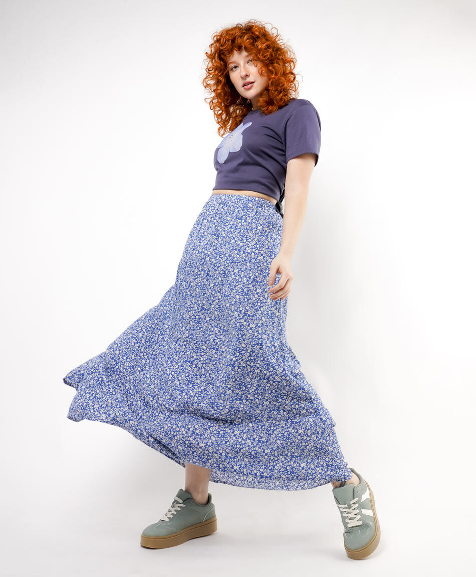 Pollera mujer  estilo largo dise&ntilde;o de flores