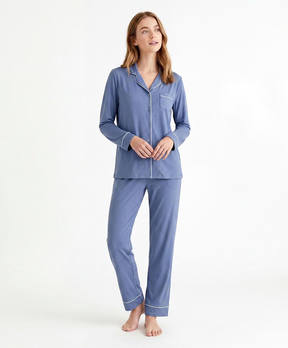 Pijama mujer camisero &iacute;ndigo