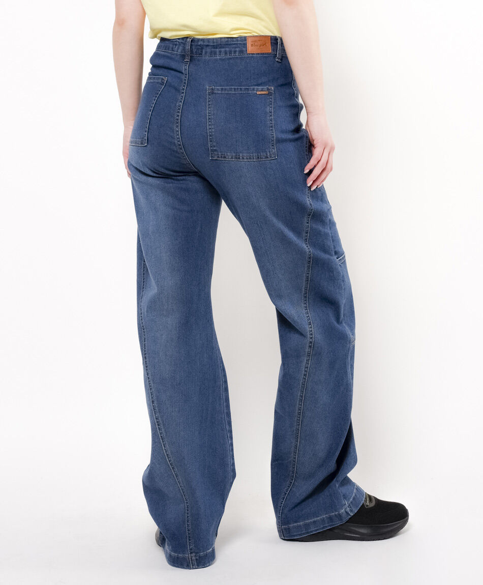 Jeans mujer bolsillos laterales wide