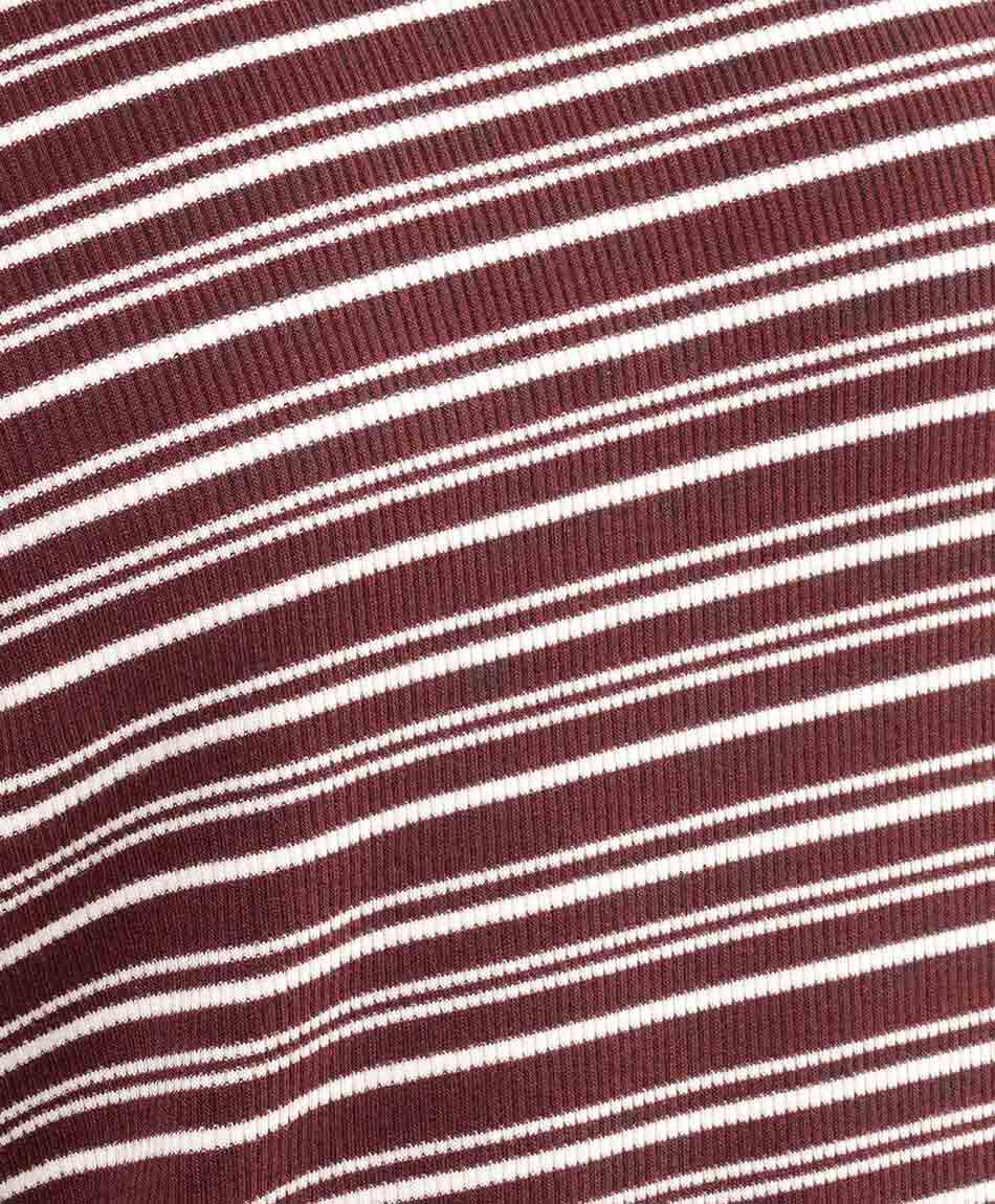 Remera mujer rayas finas burdeo