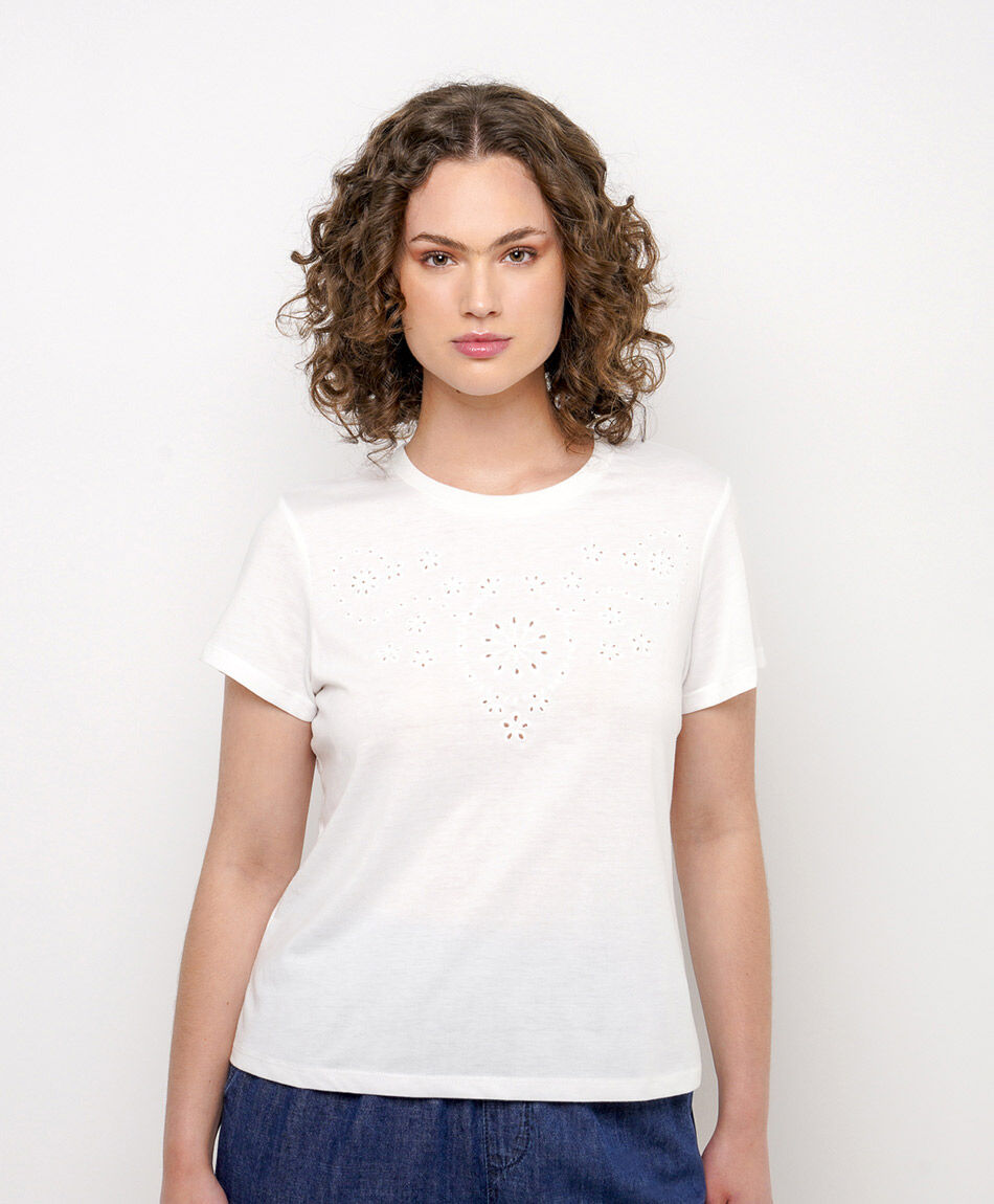 Remera mujer bordado frontal