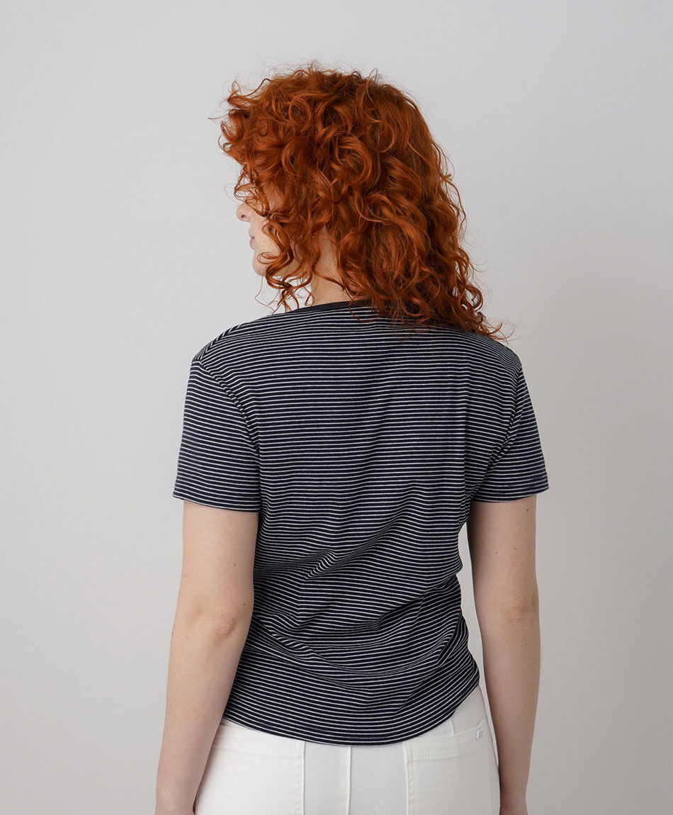 Remera mujer listas bicolor