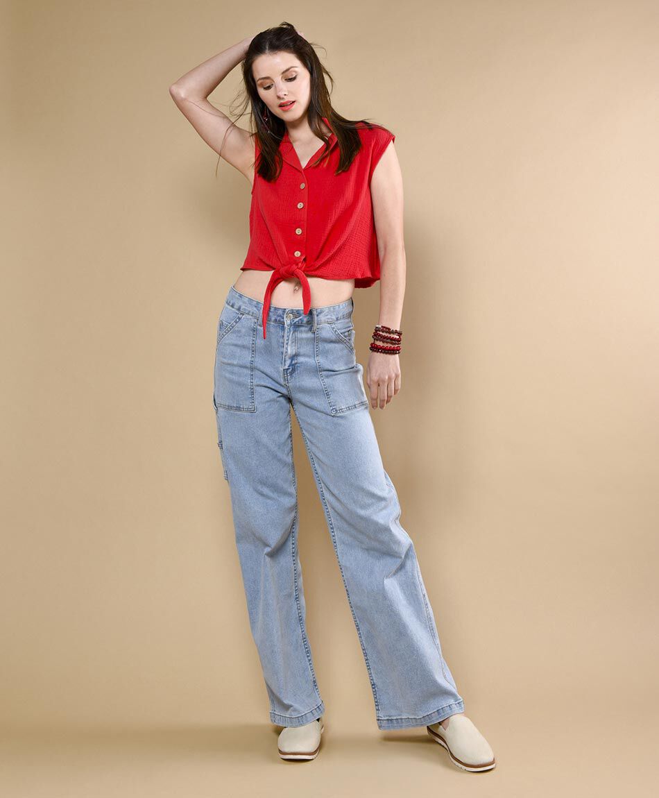Jeans tiro alto pierna ancha