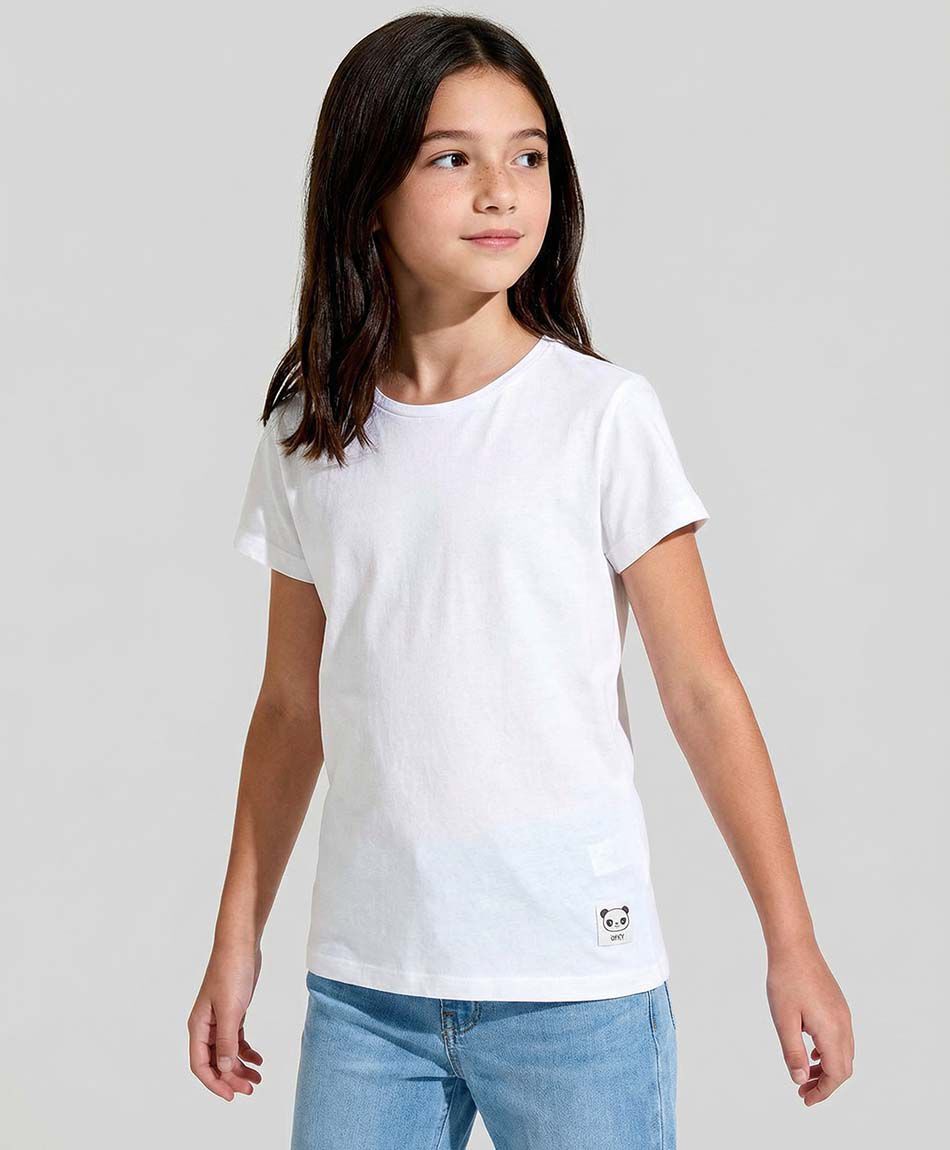Remera ni&ntilde;a b&aacute;sica blanca