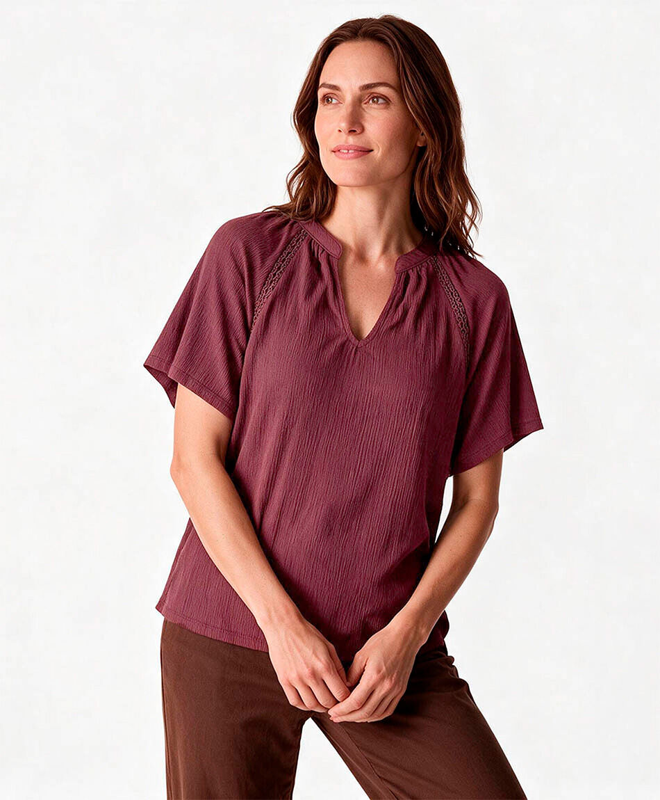 Remera mujer mao encajes