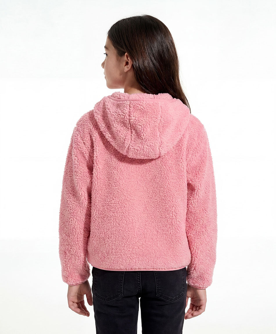 Buzo ni&ntilde;a tela sherpas rosa