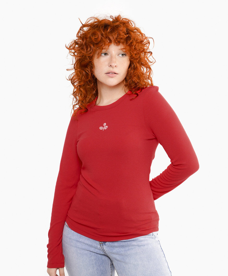 Remera mujer platita bordada
