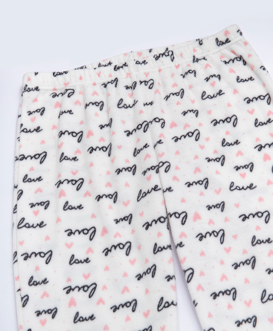 Pijama mujer  polar letras y  botones