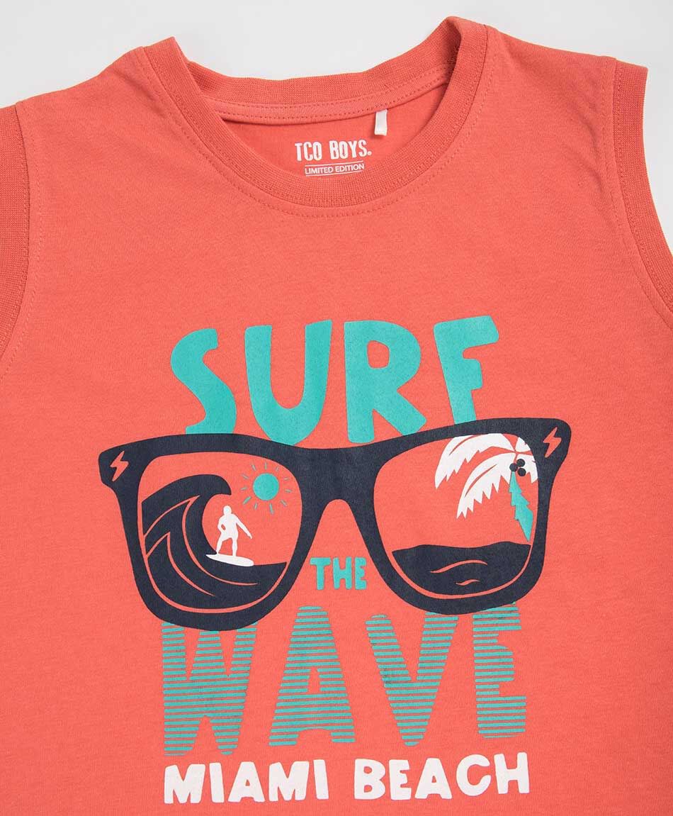 Remera ni&ntilde;o sin mangas surf