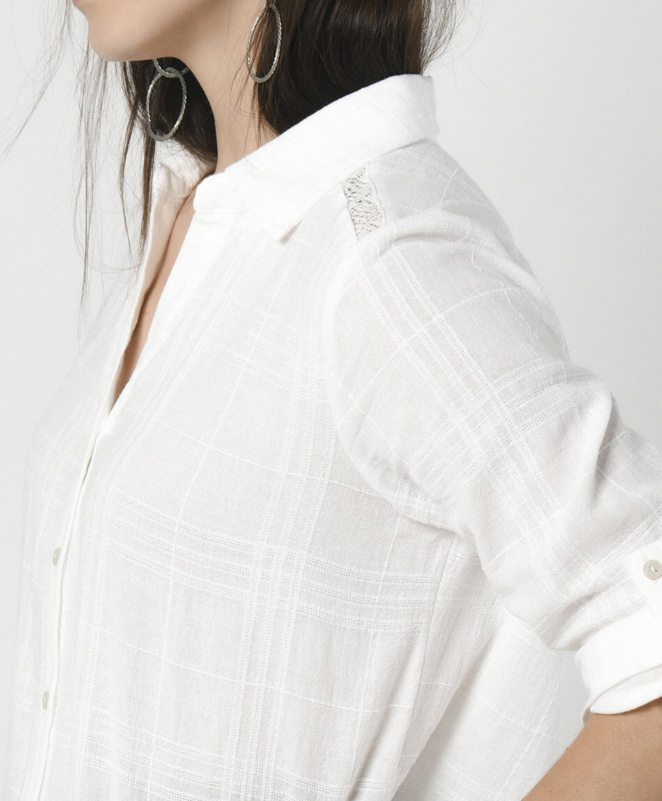 Blusa mujer cuadros encaje
