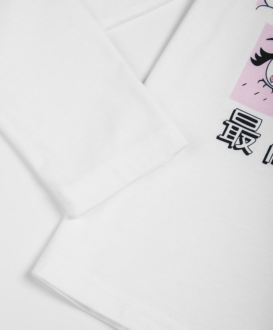 Remera ni&ntilde;a manga larga blanca