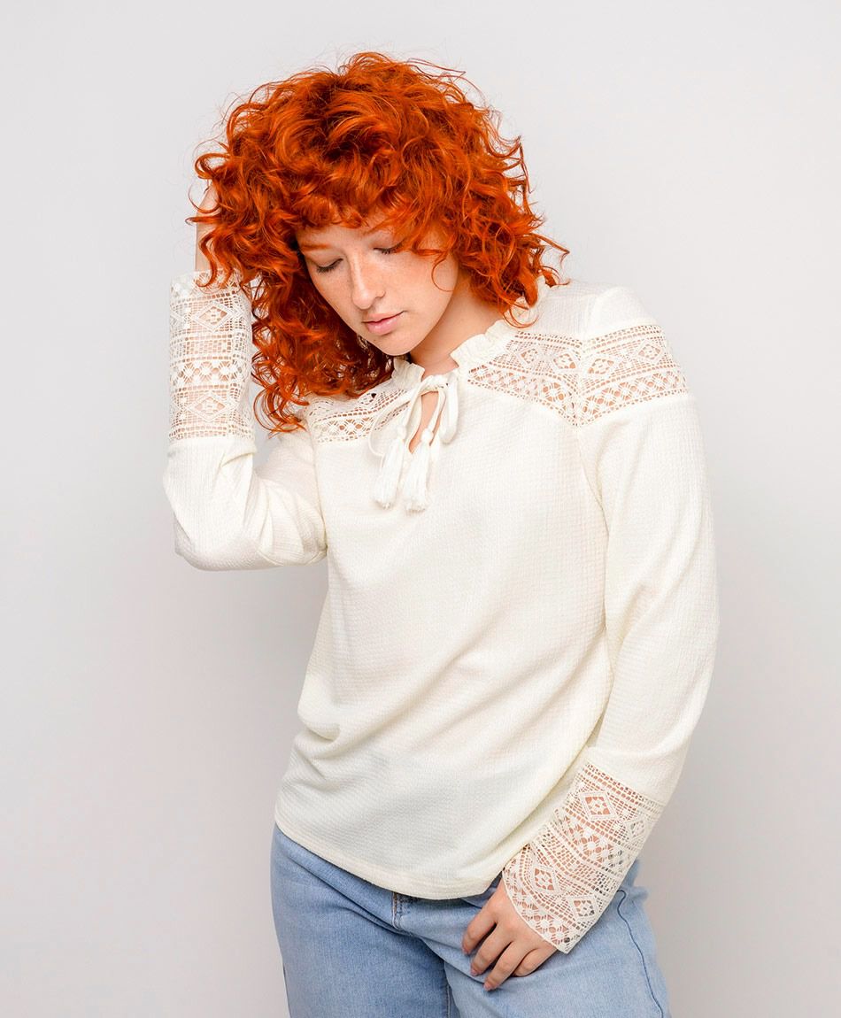 Camisa mujer encaje indigo