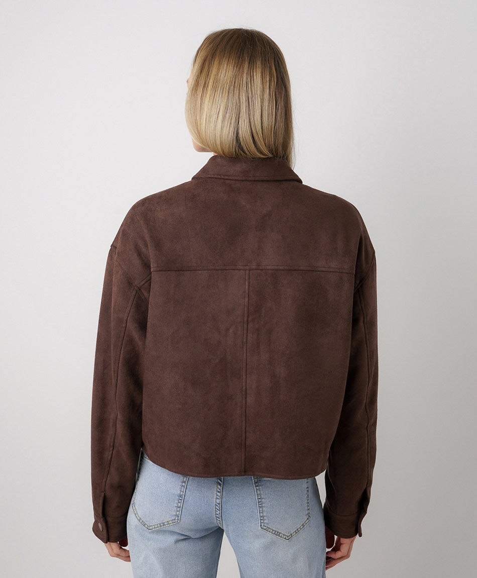Campera mujer suede bolsillos