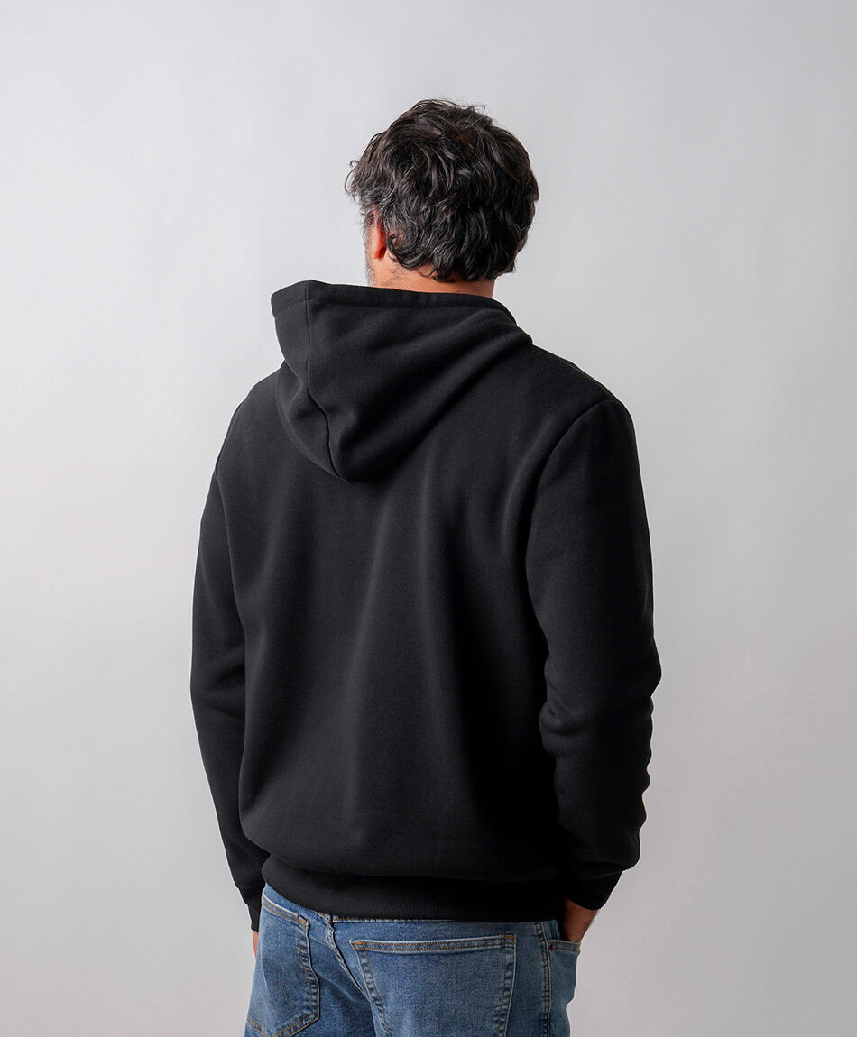 Buzo hombre liso b&aacute;sico negro cierre