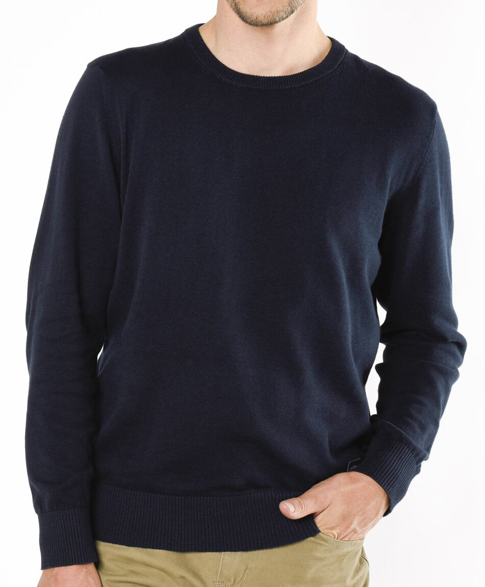 Sweater hombre liso b&aacute;sico azul