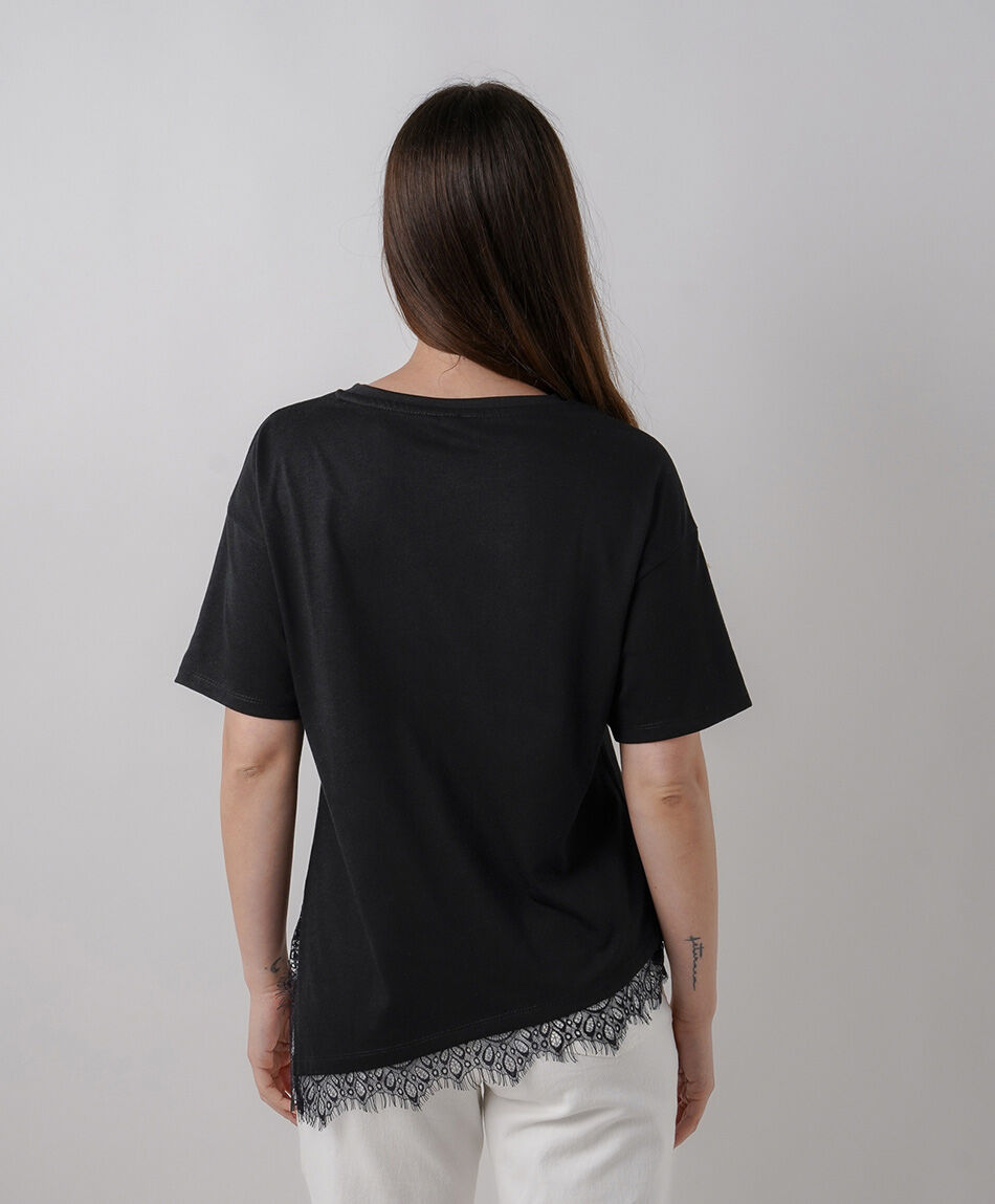 Remera mujer encaje basta