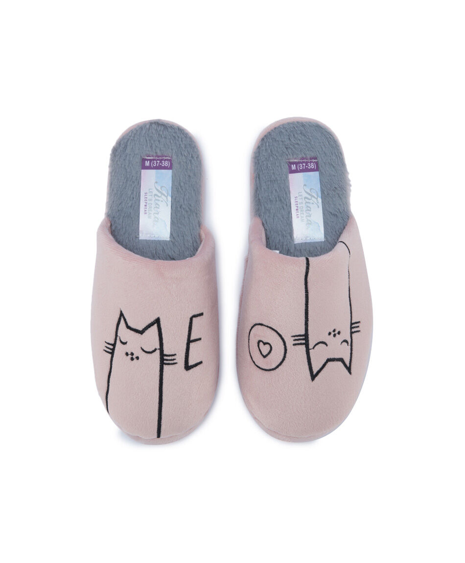 Pantufla mujer frase meow cat
