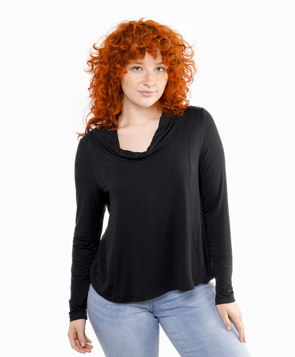 Remera mujer cuello ca&iacute;do black