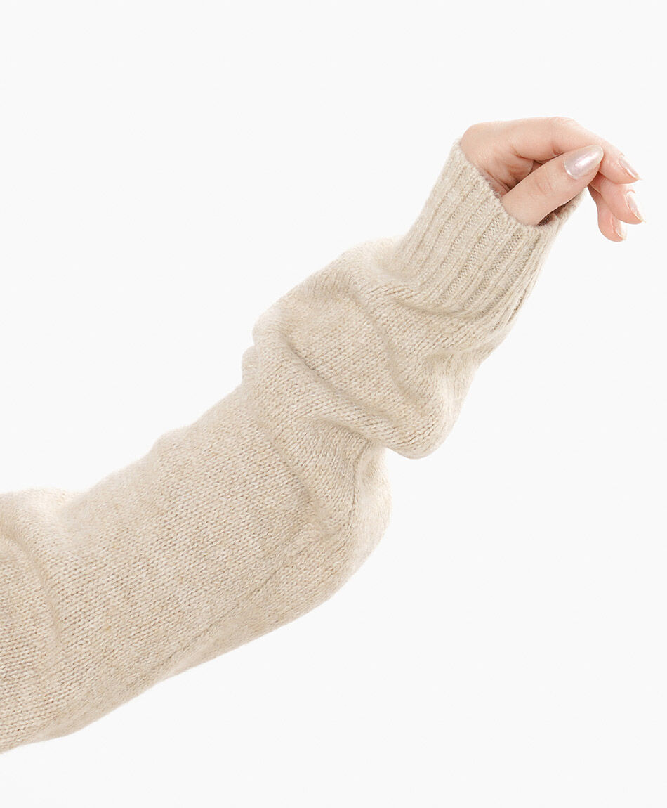 Sweater mujer bordado trenzado beige