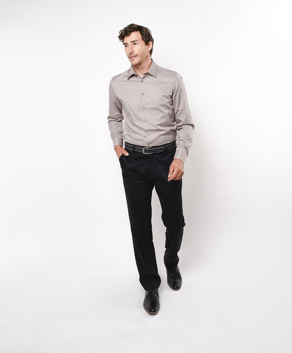 Camisa hombre lisa beige