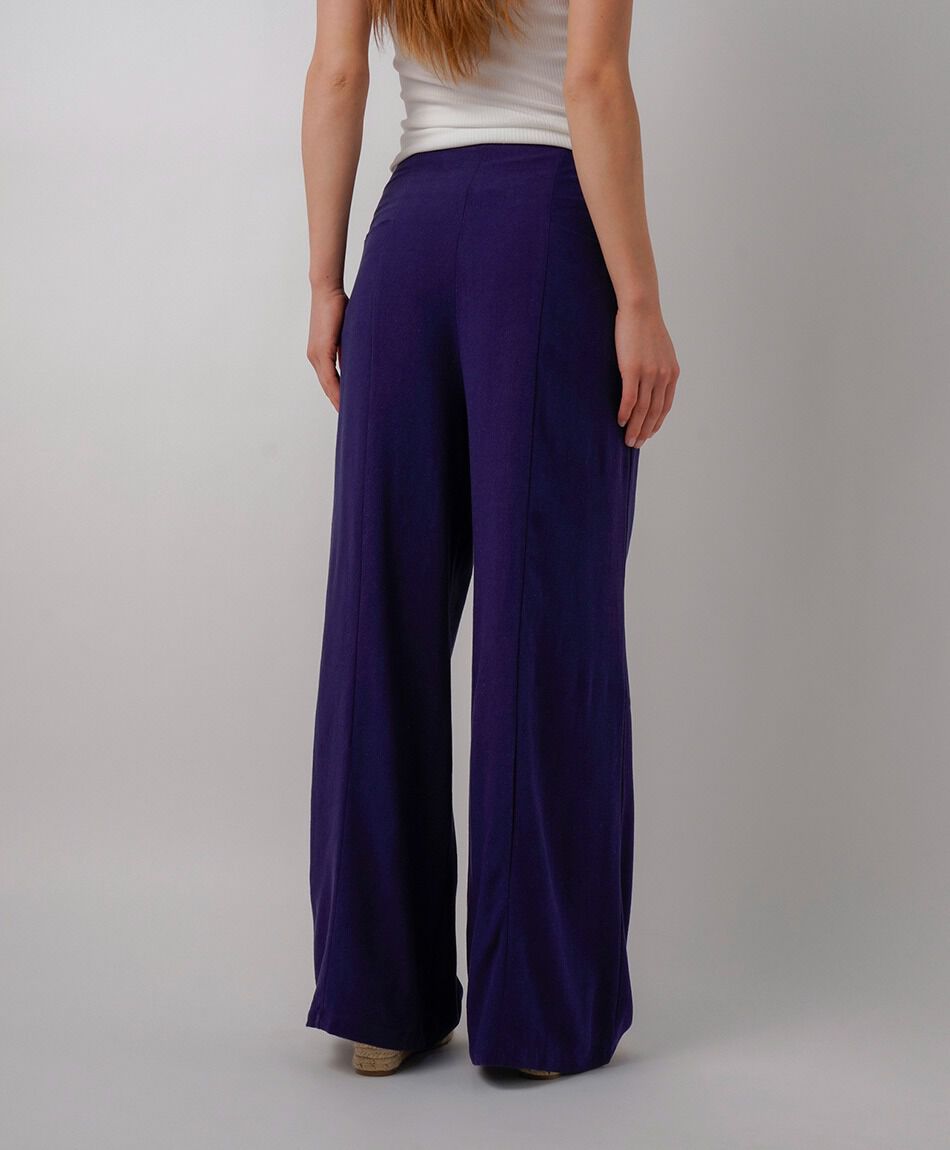 Pantal&oacute;n mujer lino navy