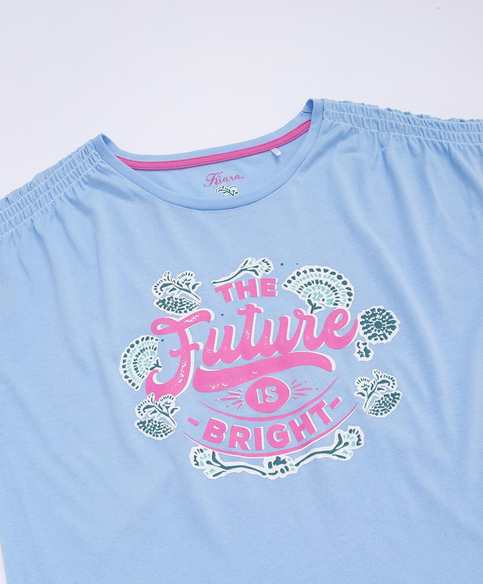 Pijama mujer sin mangas celeste