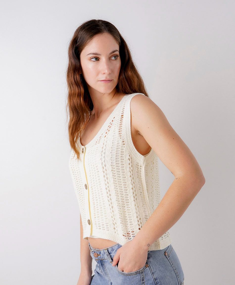 Cardigan mujer calado sin mangas