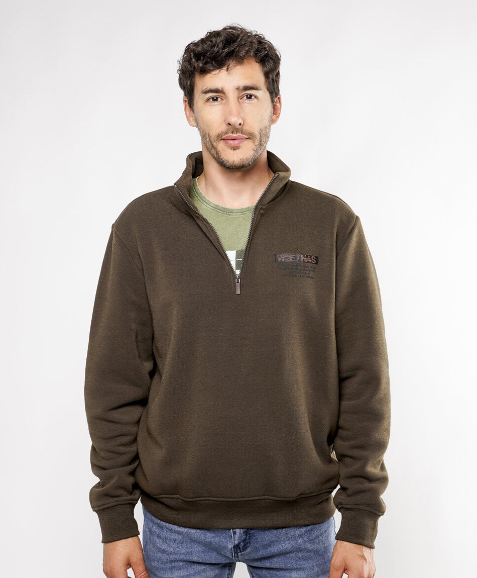 Buzo hombre mini print medio cierre