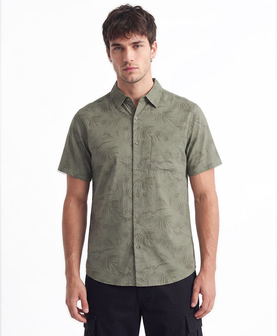 Camisa hombre tropical lino