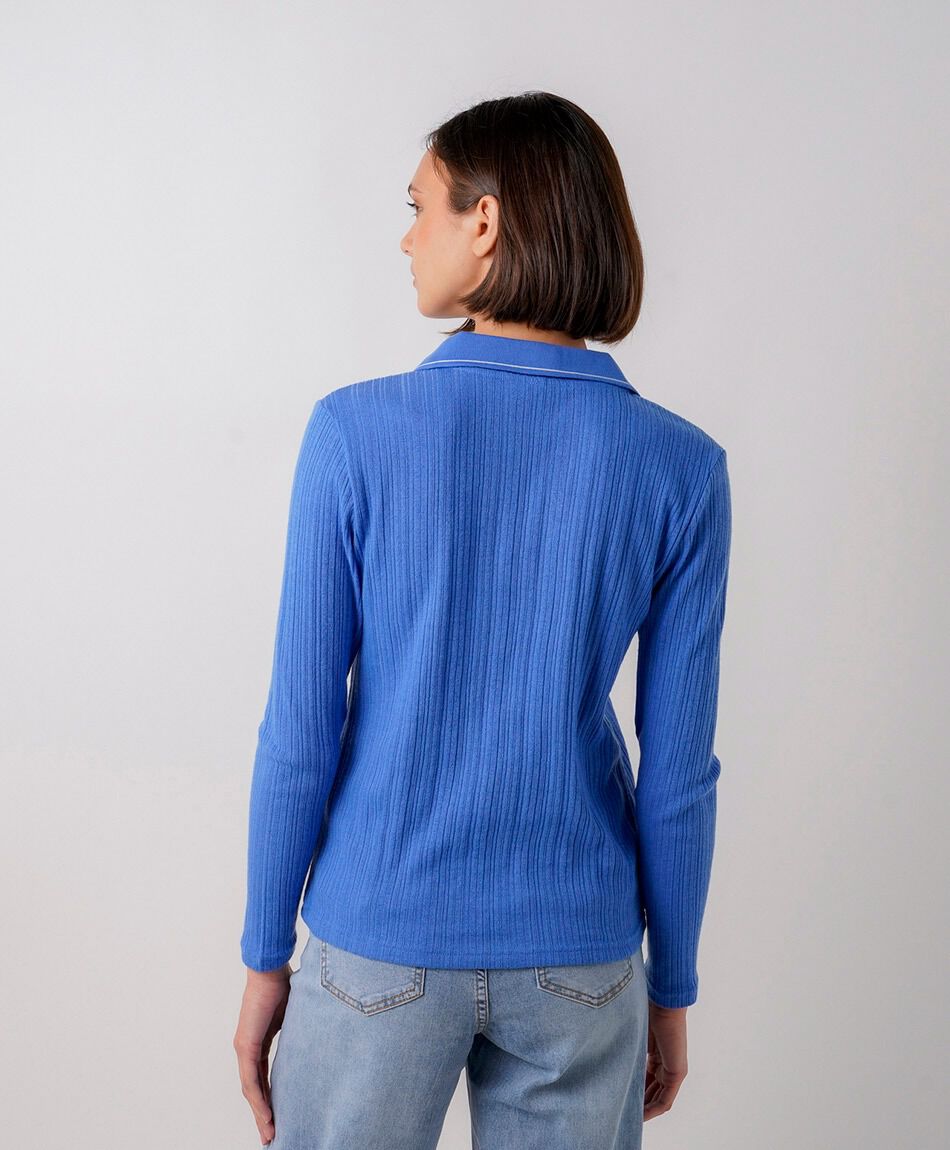Remera mujer polo acanalada