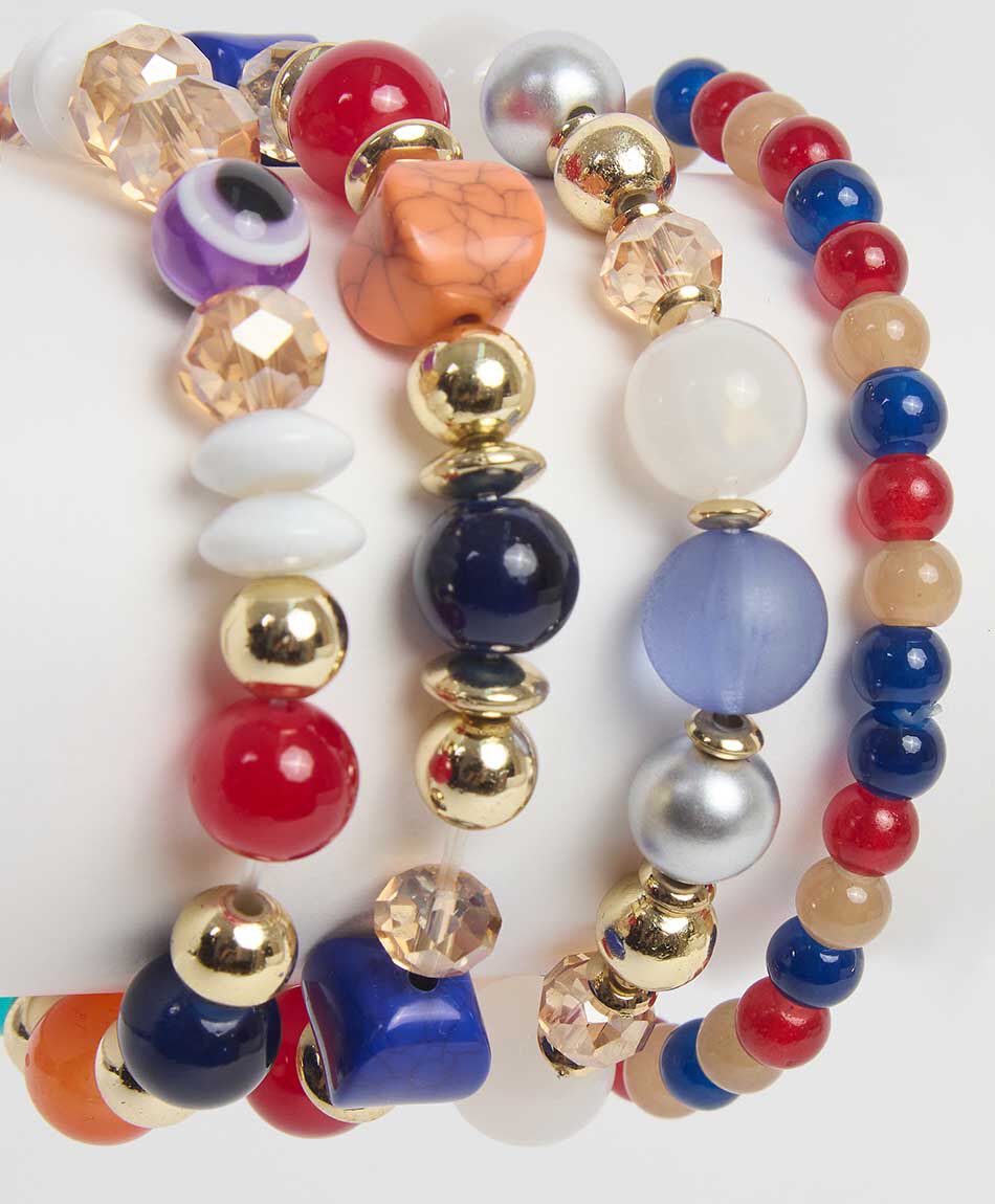 Set 4 pulseras mujer piedras colores
