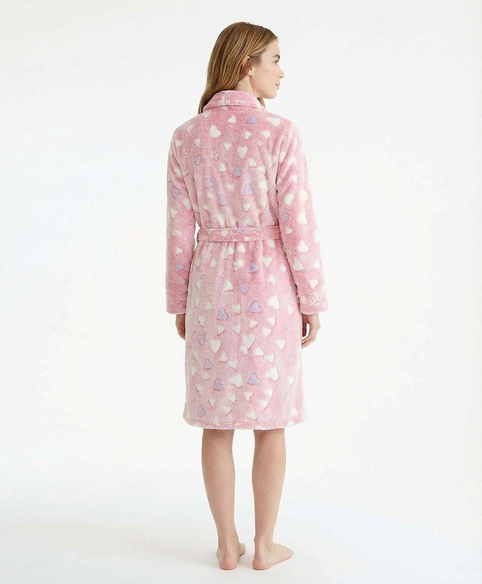 Bata mujer larga corazones white