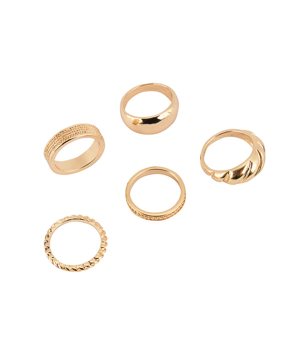 Set 5 anillos mujer dorados