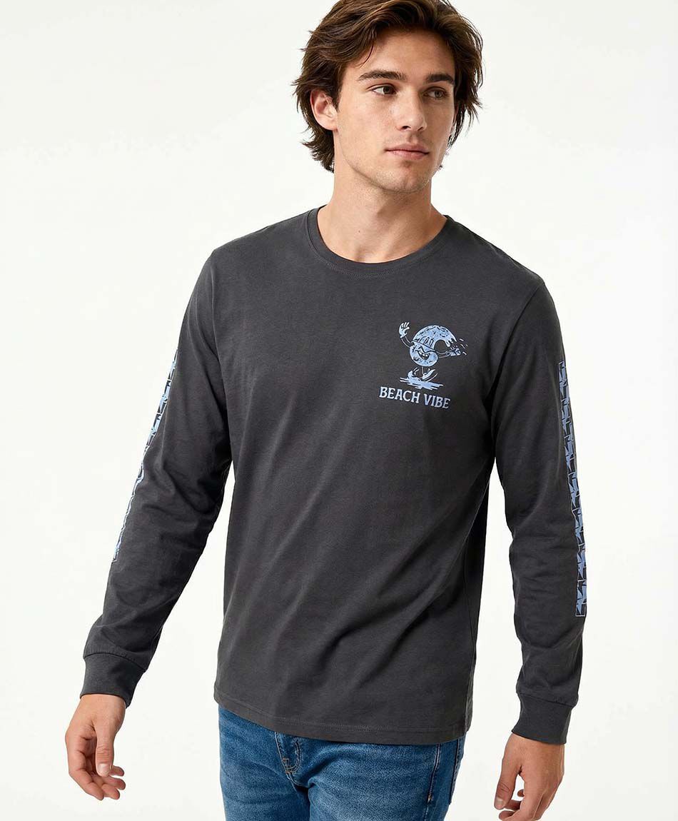 Remera hombre doble print wave