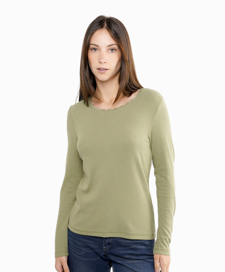 Remera mujer ib con encaje green