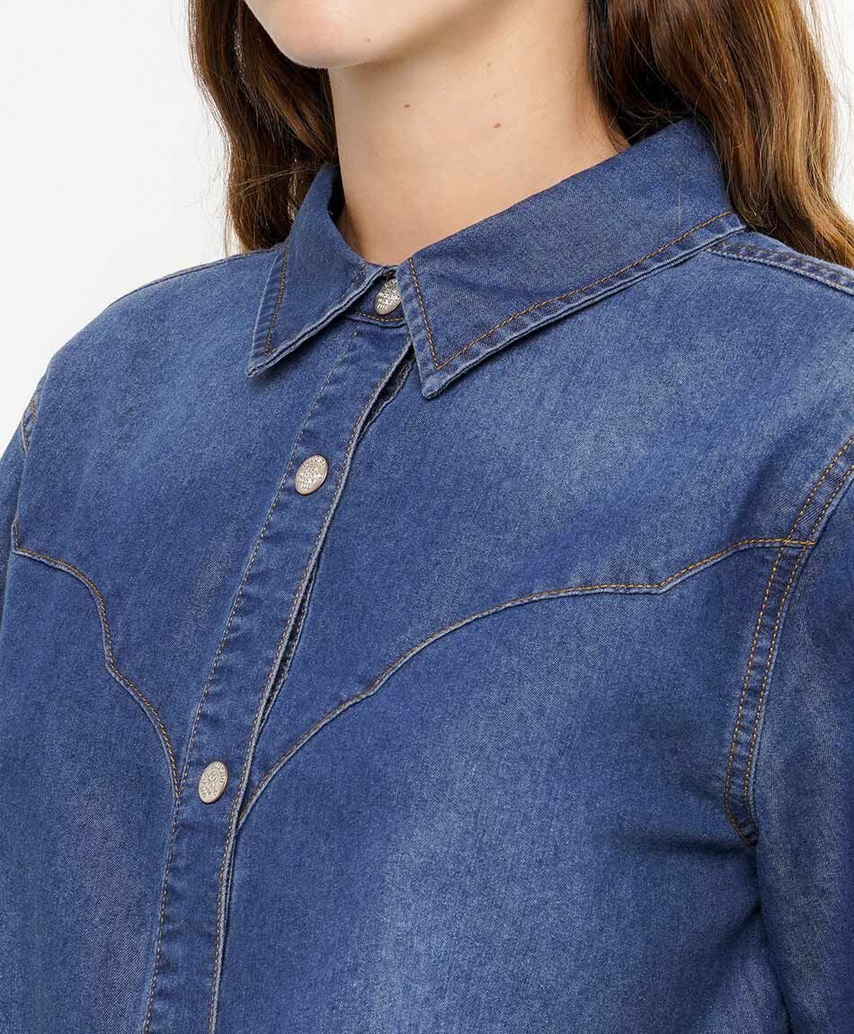 Blusa mujer denim soft blue