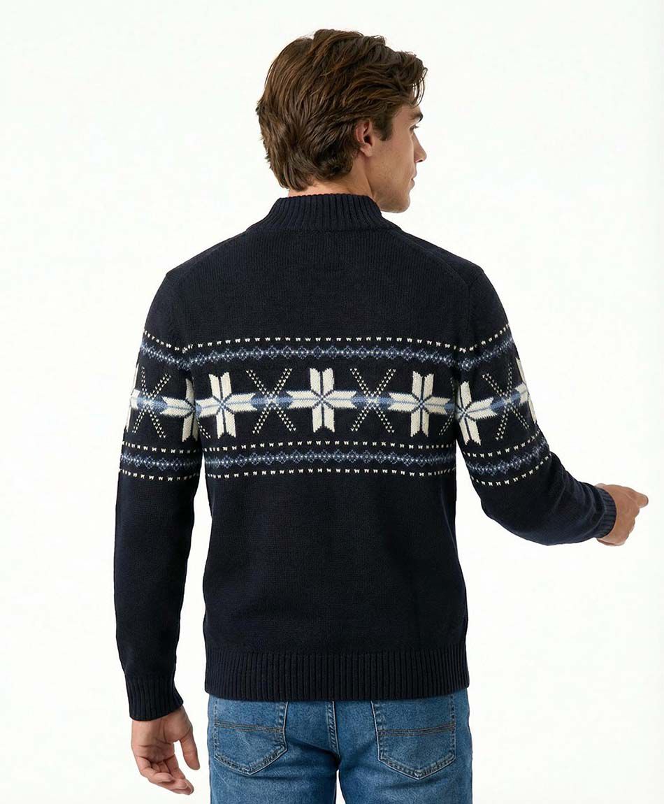 Sweater hombre cierre medio azul