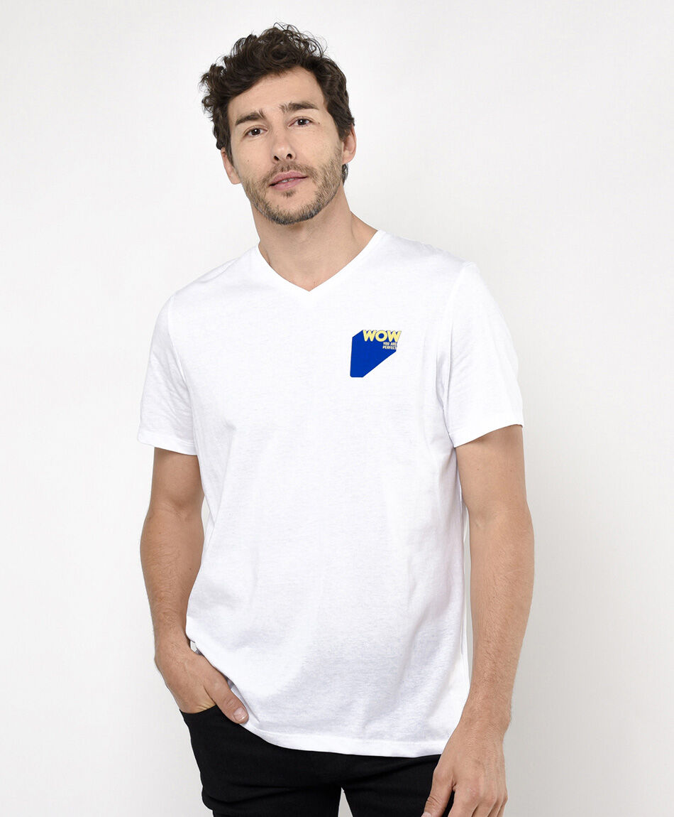 Remera hombre doble estampado wow