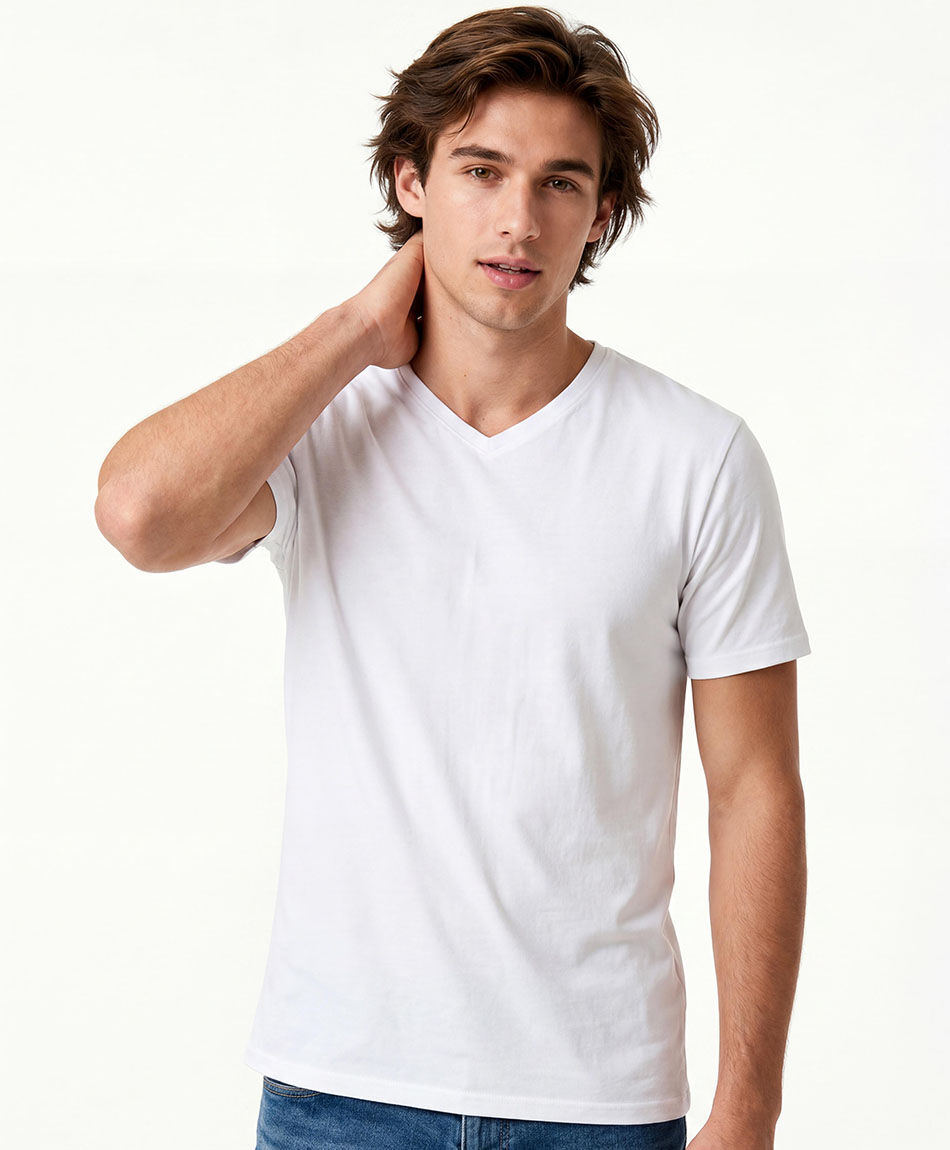 Remera hombre cuello en v lisa
