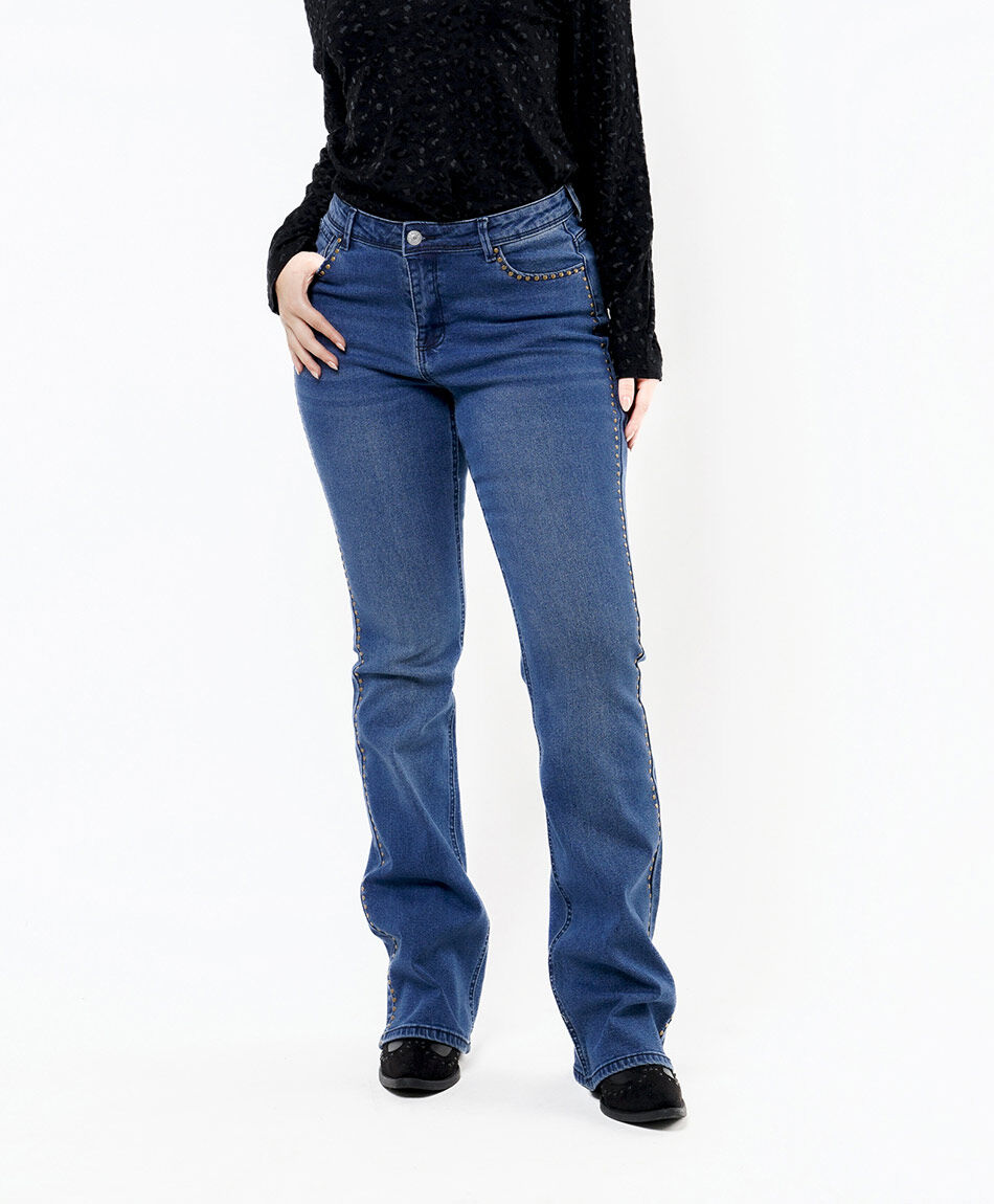 Jeans mujer tachas flare