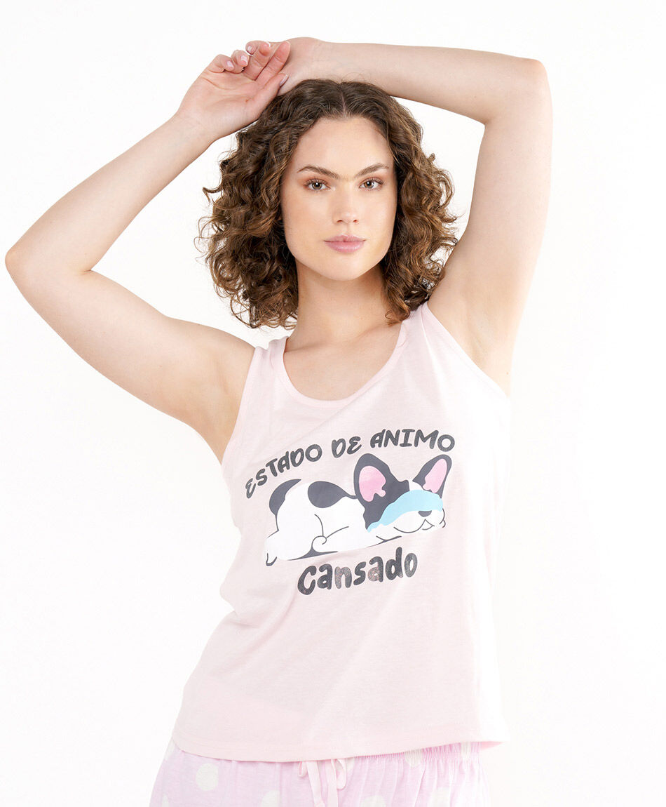 Pijama mujer short perrito cansado