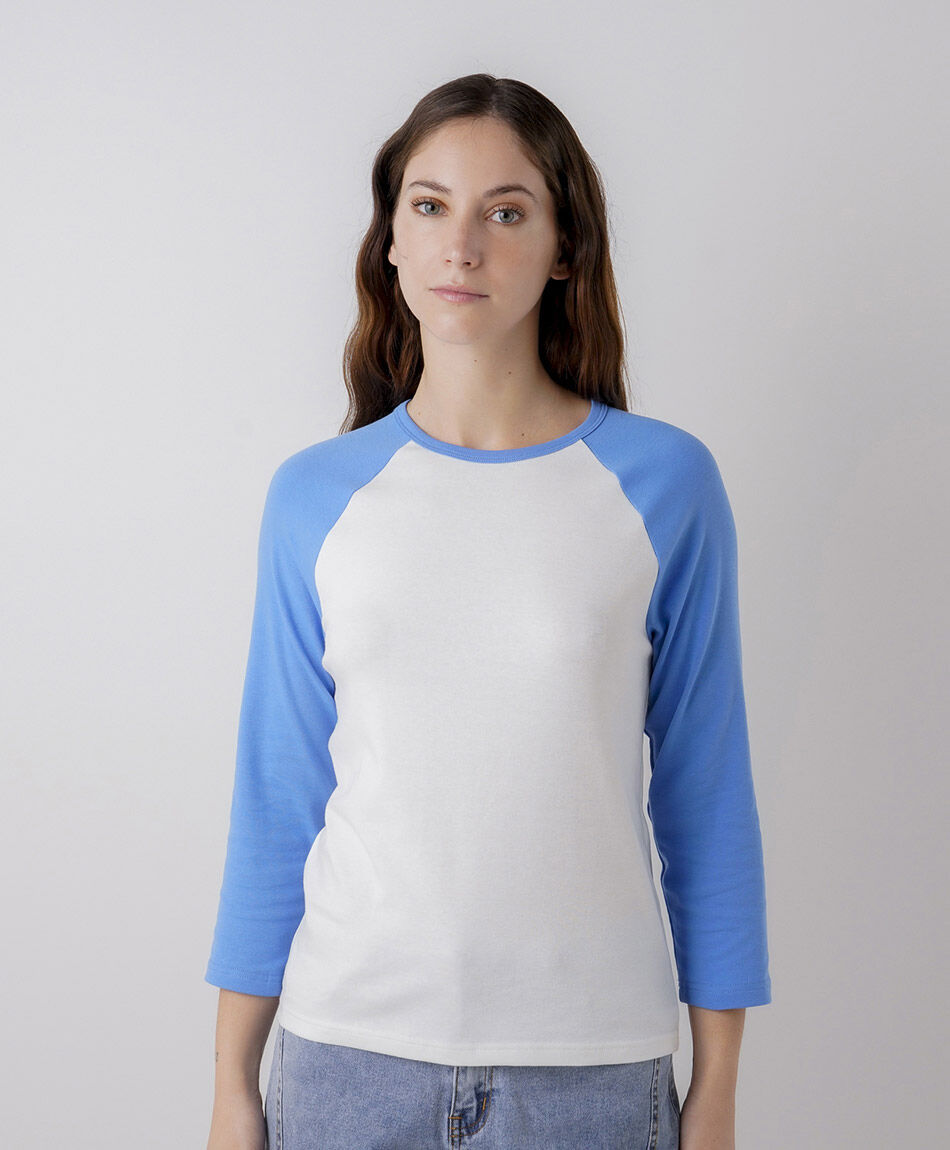 Remera mujer bicolor azul