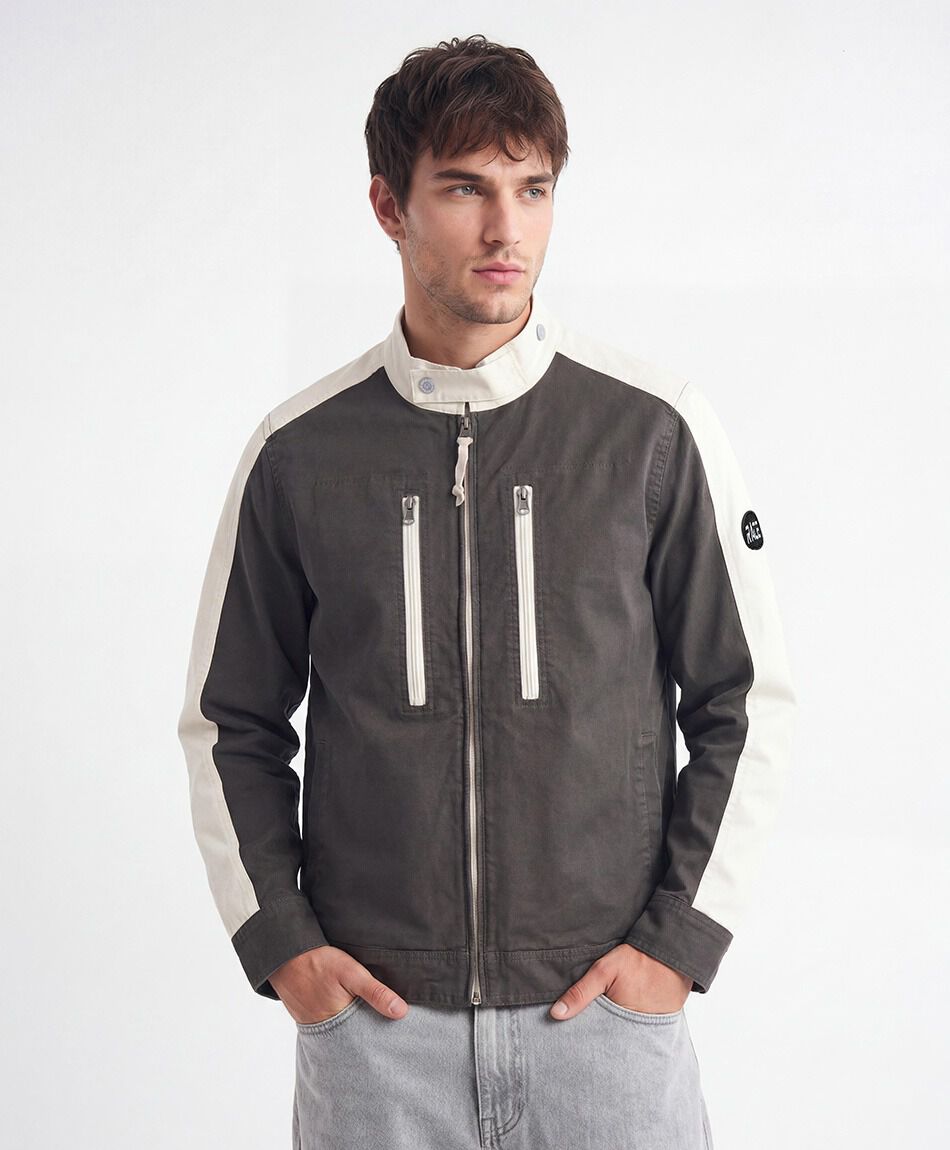 Campera hombre canvas bicolor