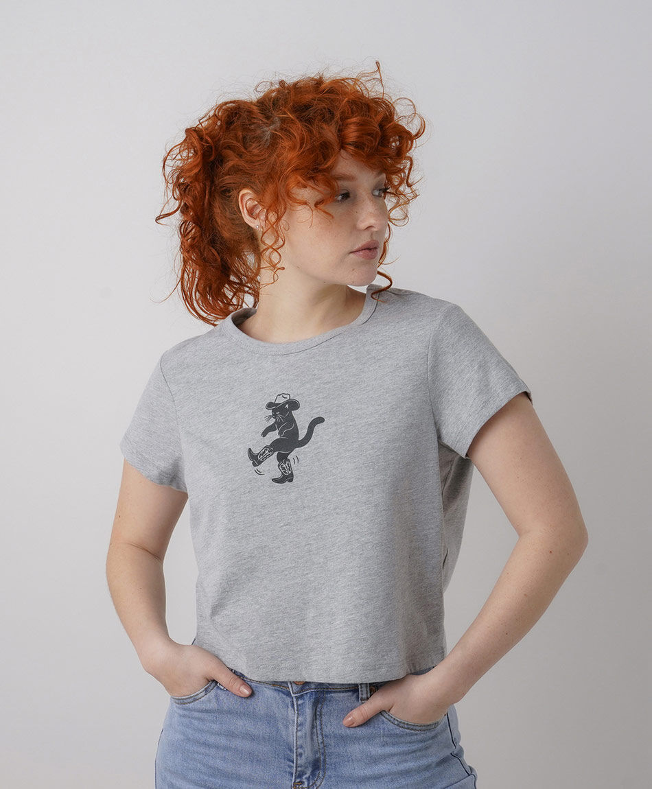 Remera mujer gato cowboy crop