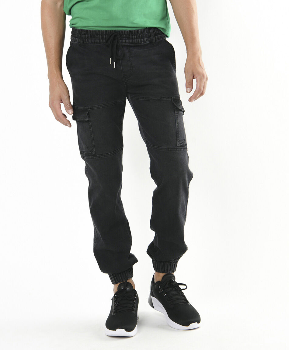 Jeans hombre jogger gris oscuro