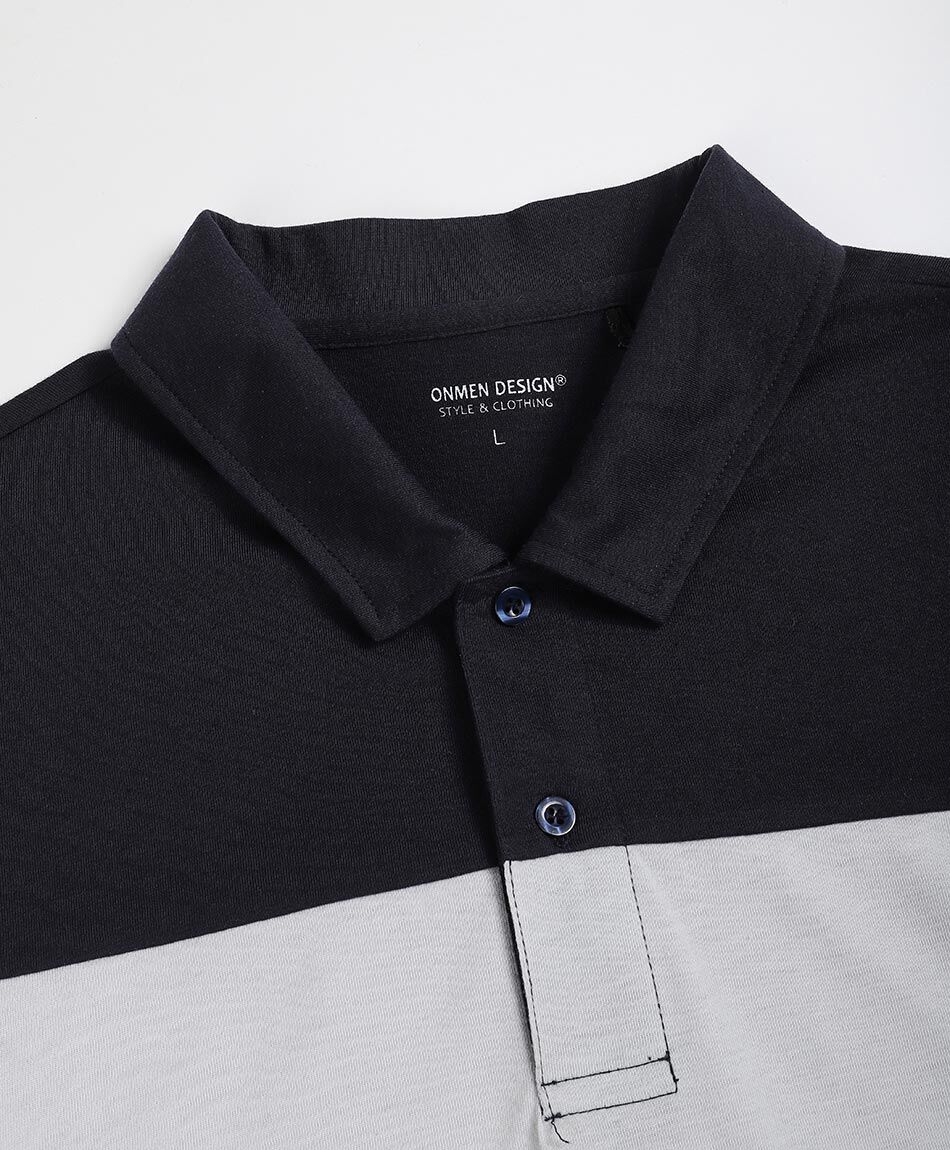 Remera hombre manga larga cuello polo navy