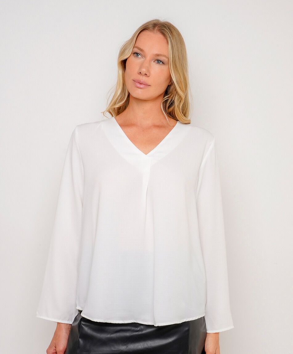 Camisa mujer cl&aacute;sica cuello v
