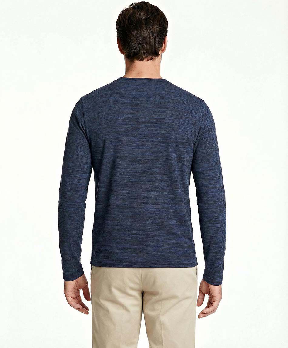 Remera hombre jaspeada botones azul