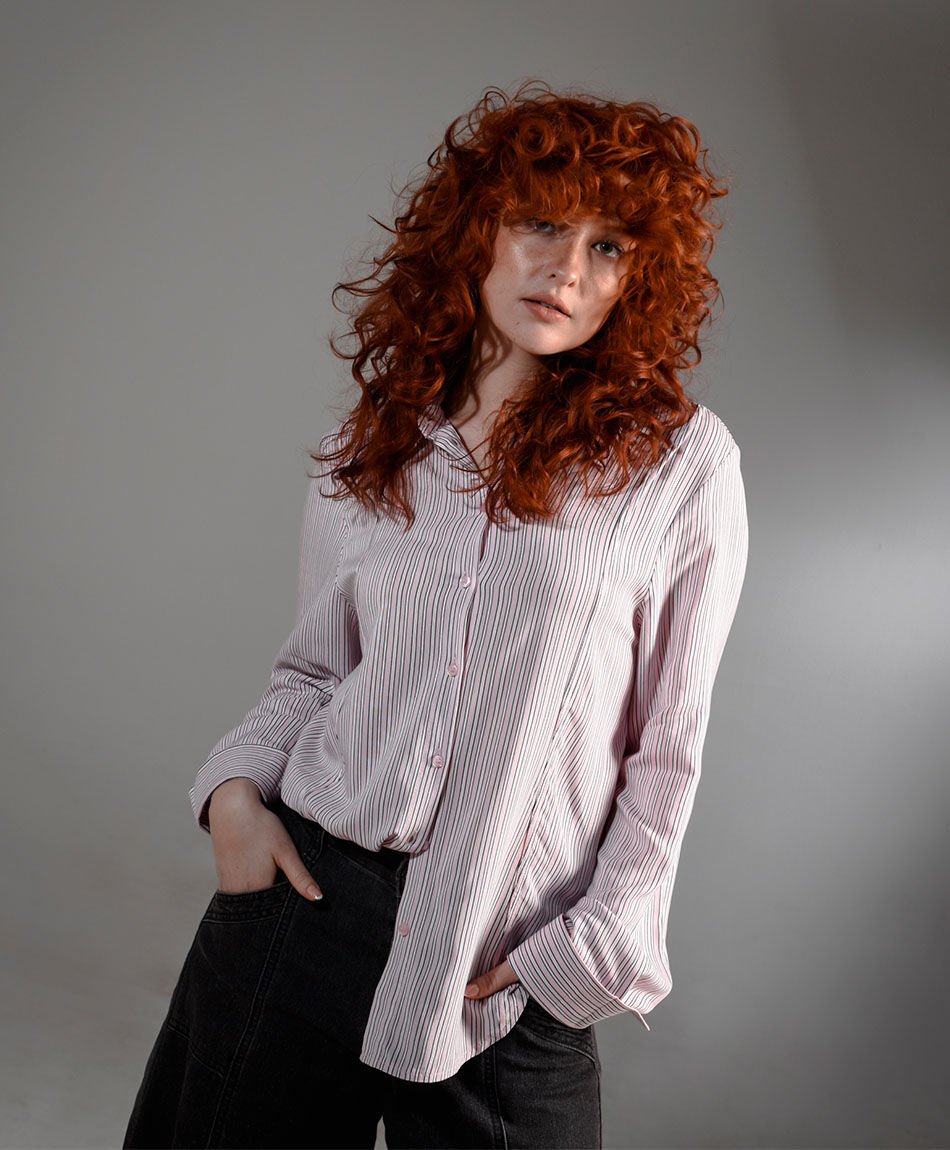 Camisa mujer lisa rose elegante